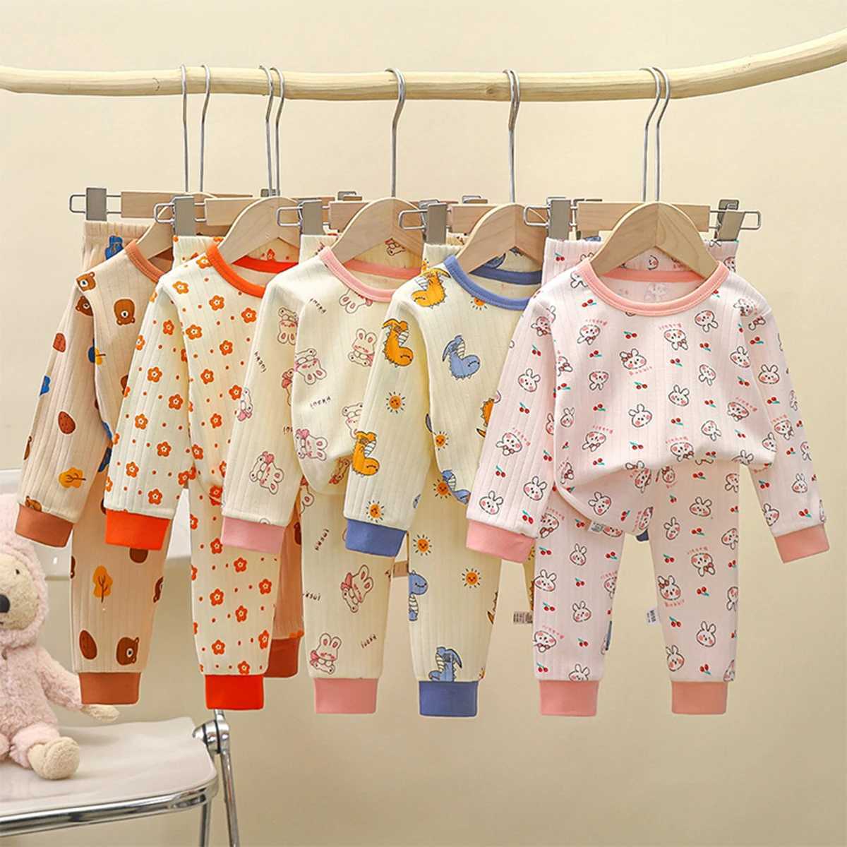 New Spring Autumn Childrens Clothing Sets Sleepwear Clothes Kids Pajamas Set Baby Cotton Pyjamas H260403