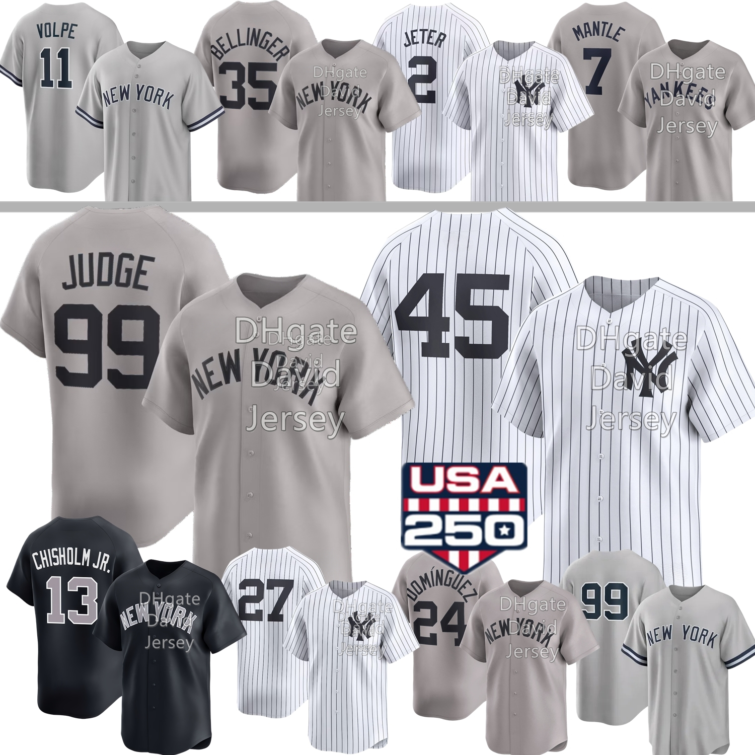 NY YankeesS Baseball Jersey Aaron Judge Jasson Dominguez Gerrit Cole Anthony Volpe Max Fried Derek Jeter Paul Goldschmidt Chisholm Jr. Ruth Mantle Stanton Custom