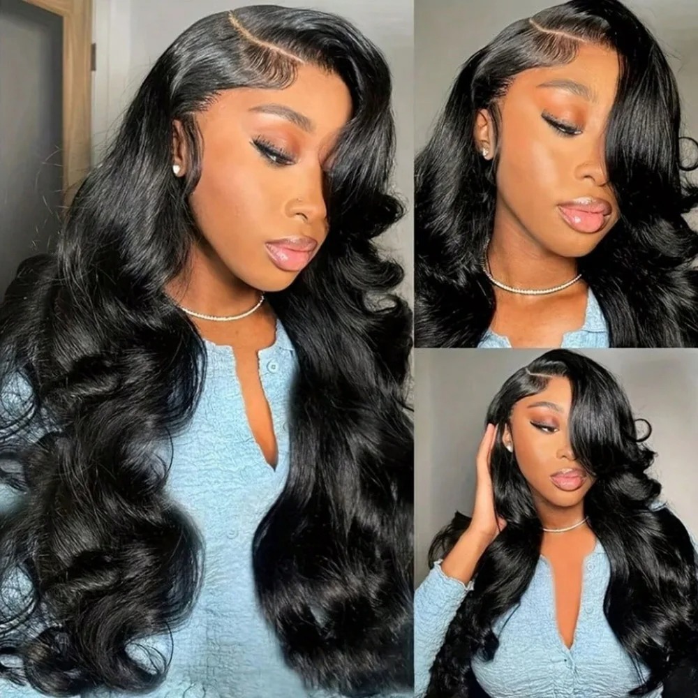 250 Density Human Hair Body Wave 13x4 HD Lace Frontal Wigs 30 40 Inch Black Loose Water 13x4 Lace Front Wig 5x5 Glueless Closure