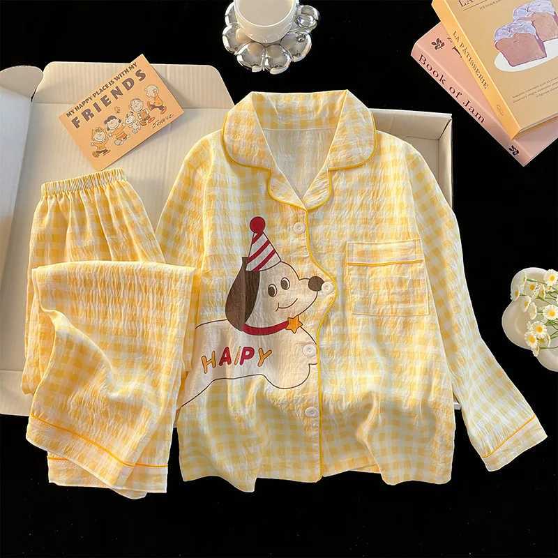 Kawaii Capybara Cartoon Children Pajamas Girls Fashion 2026 Spring Princess Lace Long Sleeves Pants Cotton Student Home Clothes H260403