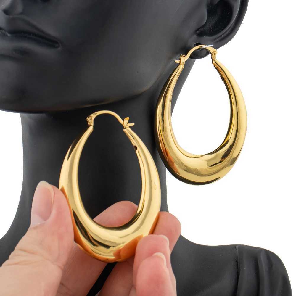 Fashion Hoop Earrings For Women 18k Gold Color Delicate Earrings Engagement Wedding Jewelry Elegant Thick Round Circle Jewellry H260403