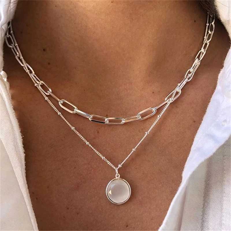 Classic Pendant Necklace for Women Micro Zircon Turkish Lucky Evil Eyes Palm Cross Pearl Multilayer Metal Chain Choker Jewelry H260403