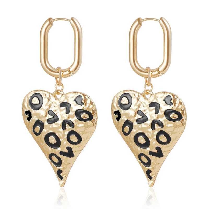 European and American Personalized Creative Spot Gold Color Love Pendant Earrings Womens Fashion Trendy Accessories Jewelry H260403