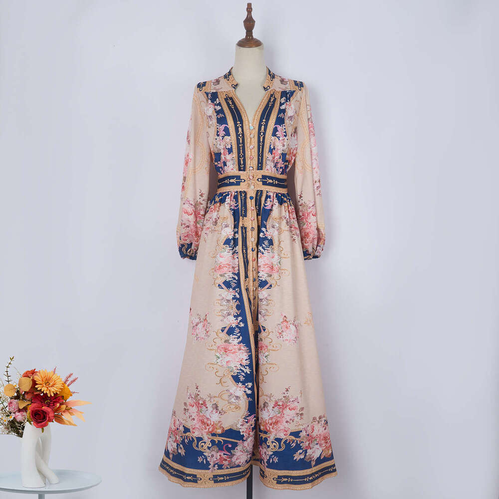 2026 Spring k30 and Summer Designer Holiday Style with Pattern Single breasted Women's Long sleeved Holiday Style Long Skirt