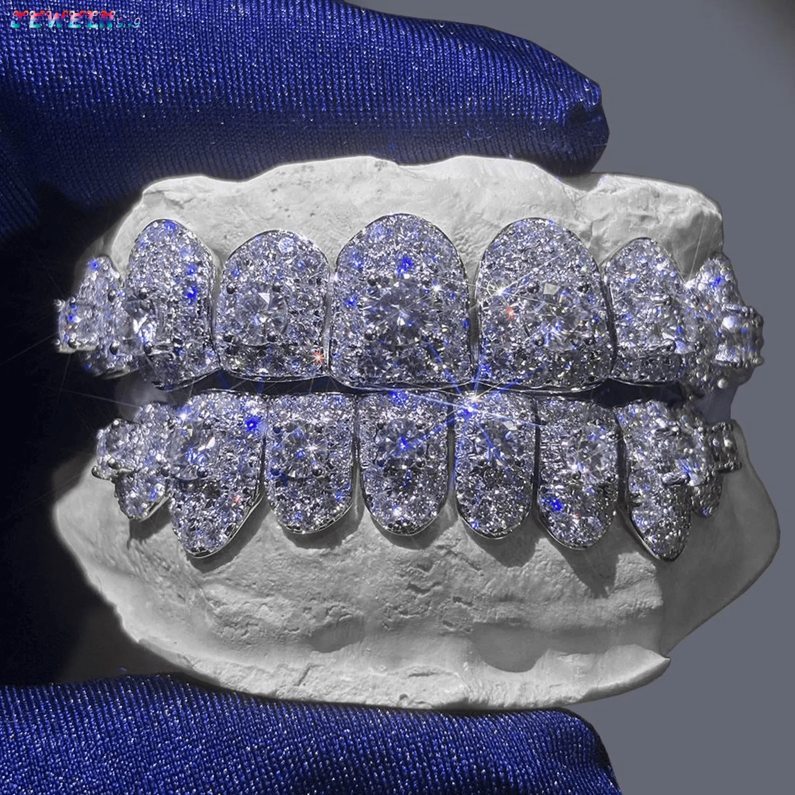 Vvs Bigger Moissanite Hand Made Hip Hop Iced Out Custom Teeth Grillz 925 Sterling Silver Dripping Grillz for Teeth