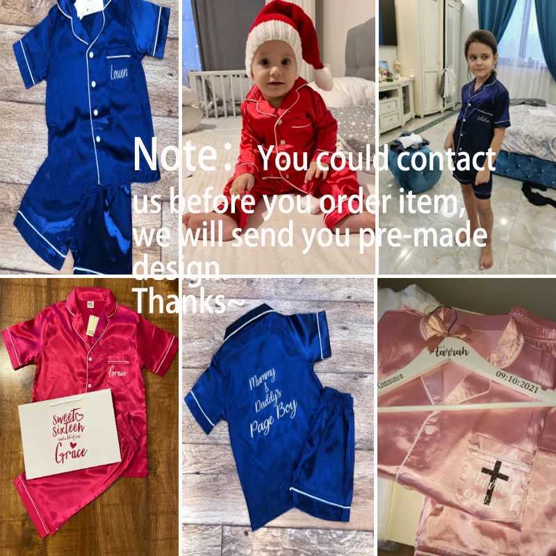 2Pcs Red Satin Pyjamas Kids Sets Boys Girls Solid Silk Childrens Pajamas Clothes Toddler Lounge Pjs 2-12T Baby Clothing H260403