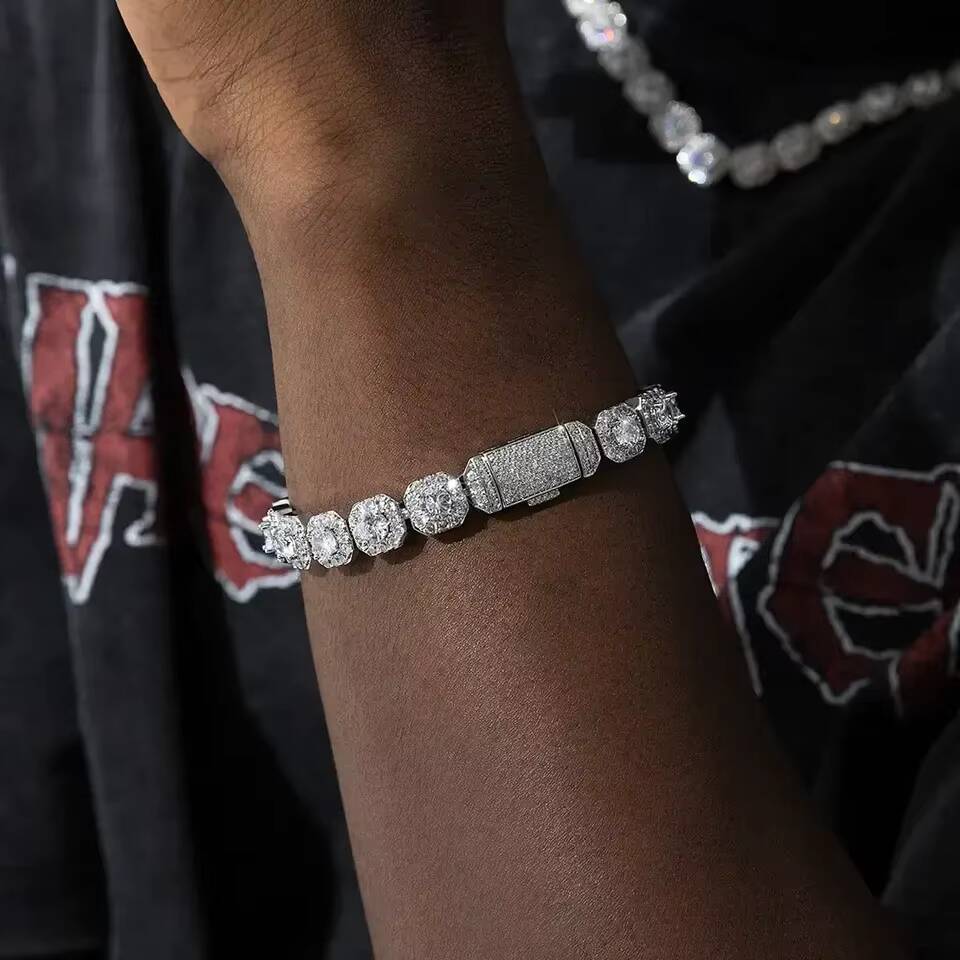 Fine Jewelry 6mm Men Simple Design VVS Moissanite Diamond Custom Silver Tennis Hip Hop Tennis Chain Bracelet Necklace