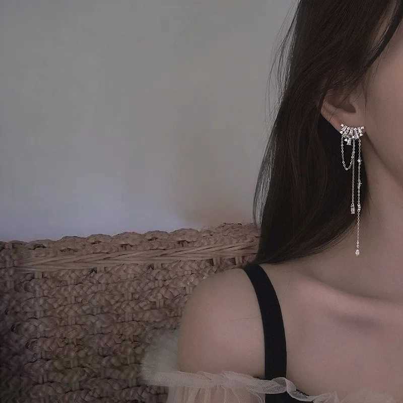 HI MAN 925 Sterling Silver Korean Exquisite Transparent Zircon Tassel Stud Earrings Women Fashion Engagement Jewelry H260403