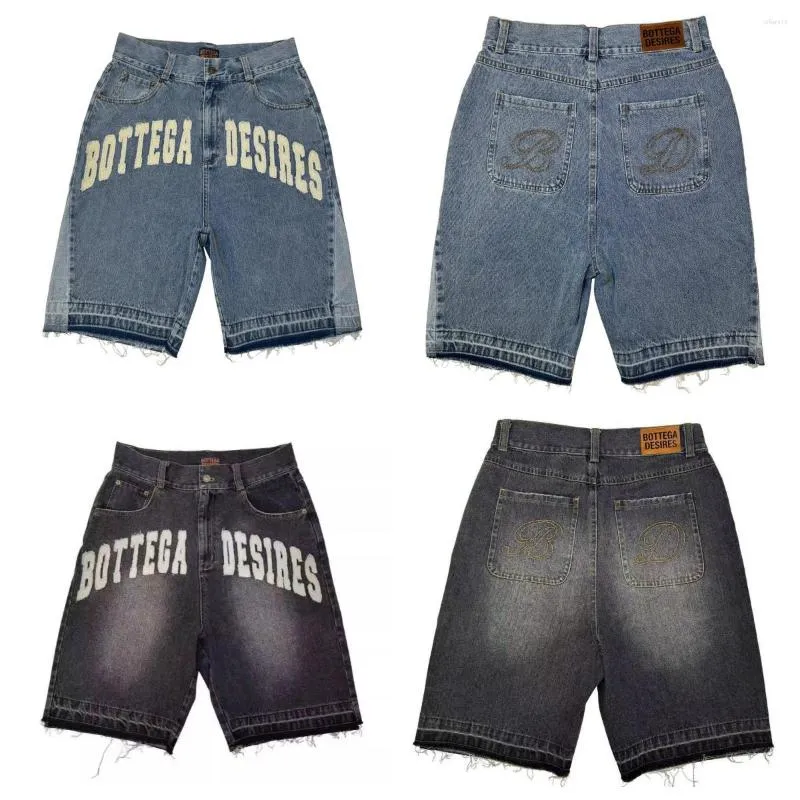 mens shorts Retro Hip Hop Cartoon Graphic Streetwear Denim Big Boy Embroidery Baggy jorts Harajuku Gym basketball short pants baggy jeans