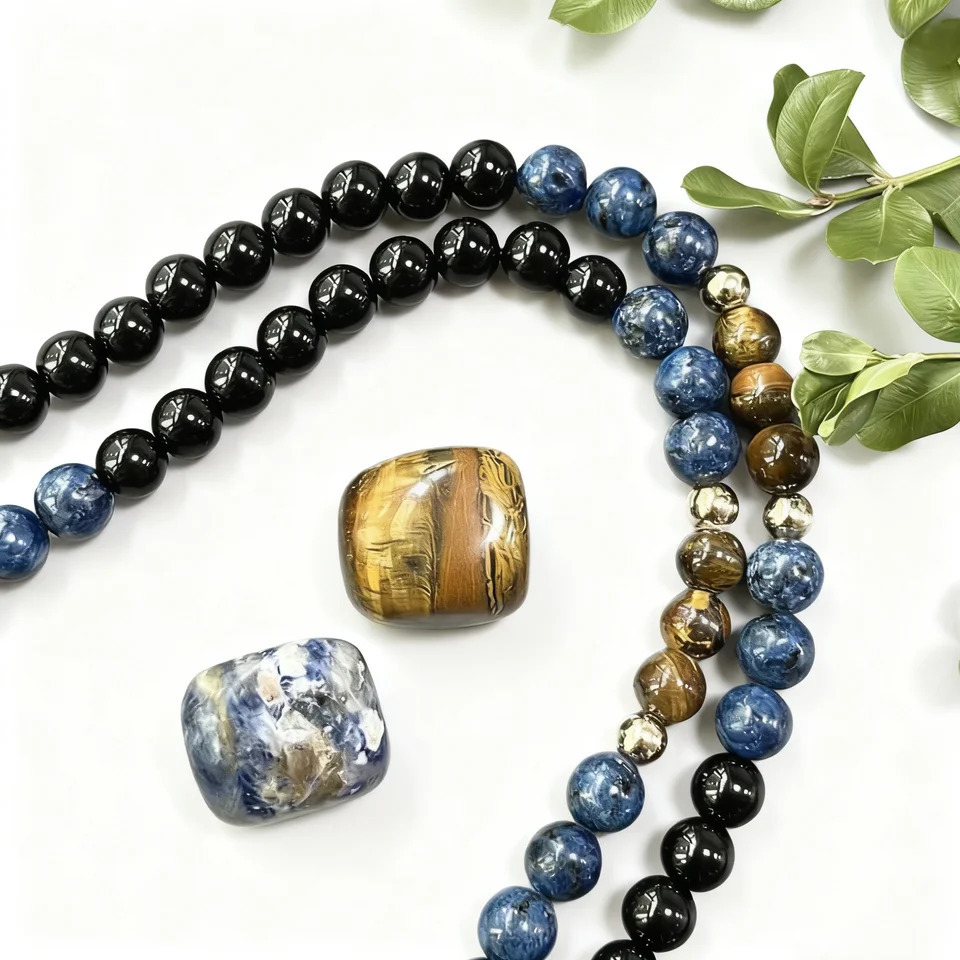 8mm Tiger Eye Stone Black Onyx 108 Mala Beads Necklace Meditation Prayer Rosary for Men and Women 260402