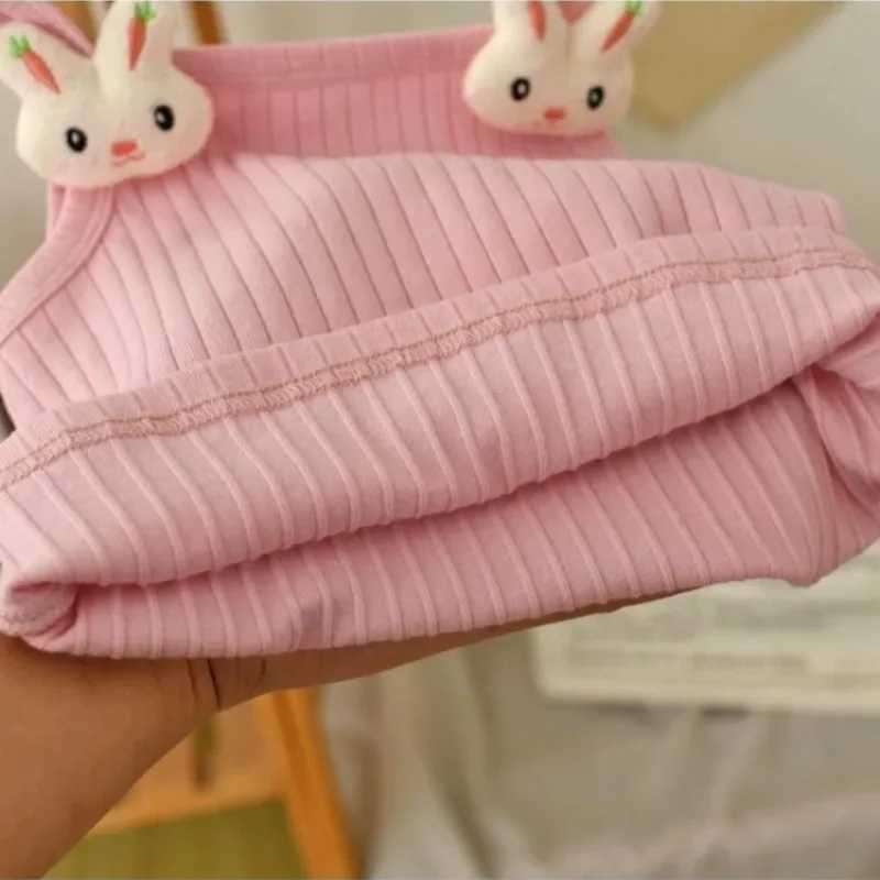 1-8Y Childrens Knitted Sling Top Sleeveless Short T-Shirts 2025 Summer Thin Base Suspenders Girls Baby Rabbit Mushroom Tops H260403