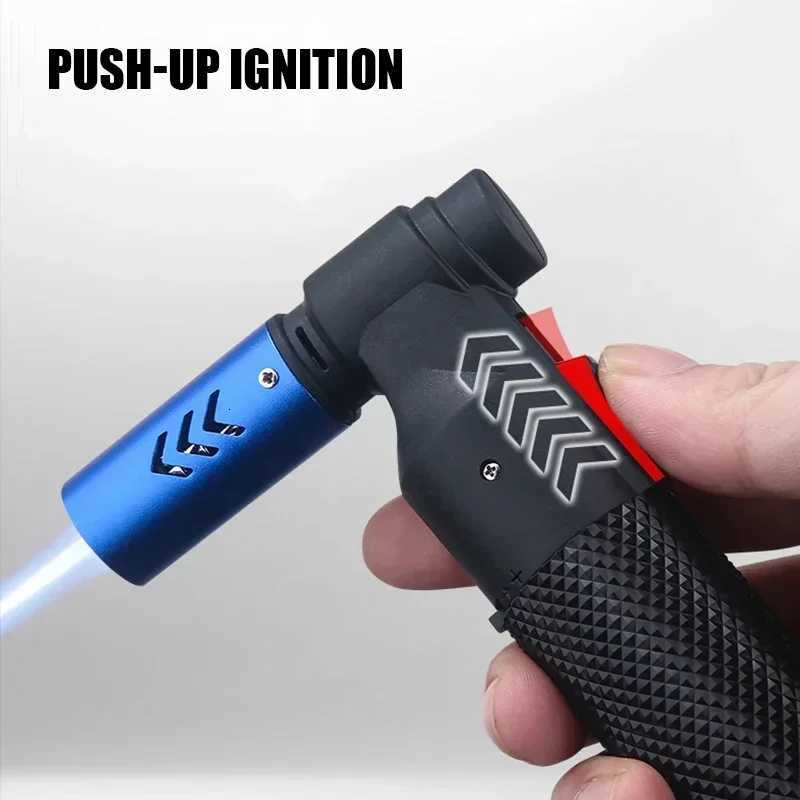 HS Metal Butane Torch Lighter, Jet Flame Butane Lighter with Auto-Extinguish Safety, Black Textured Handle, Over 10,000 Ignitions - view 5