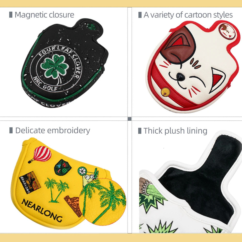 Golf Putter Cover Mallet Golf Headcover Magnetic Or Magic Tape Closure Golf Club Cover Multi Style Color Pattern Golf Supplies 260403