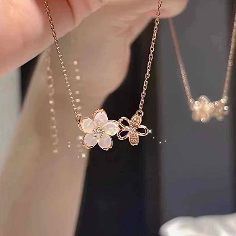 Fashion Flower Choker Necklace Party Jewelry Accessories Gift For Women Girls Elegant Delicate Zircon Cherry Blossom Necklace H260403