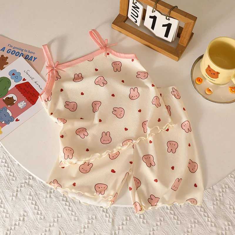 Girls Summer Clothes Sets New Baby Sleeveless Tops Shorts 2 Pieces Suit Girls Square Collar Clothing Set Kids Cotton Clothes H260403