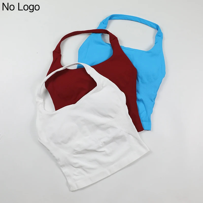 Seamless Halter Neck Yoga Tank Tops for Women Built-in Bra Padded Gym Top Sleeveless Shirt Fitted Backless Workout Clothes 260403