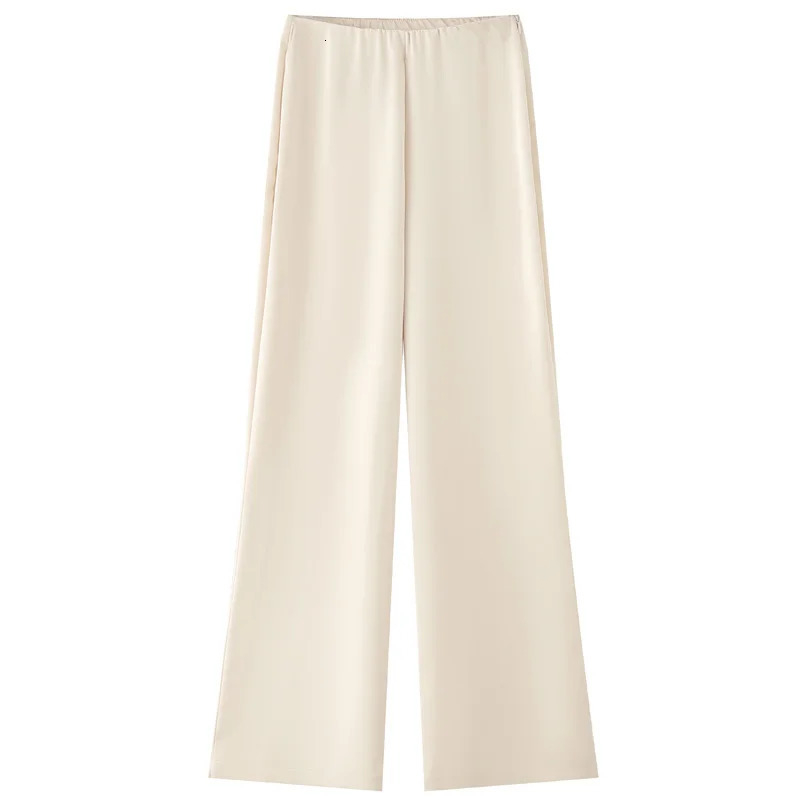 HXAO Off White Satin Pant Sets Womens Suit Off Shoulder Strapless Top Vest Set 2 Piece Woman Chic High Waist Trousers Sets 260403