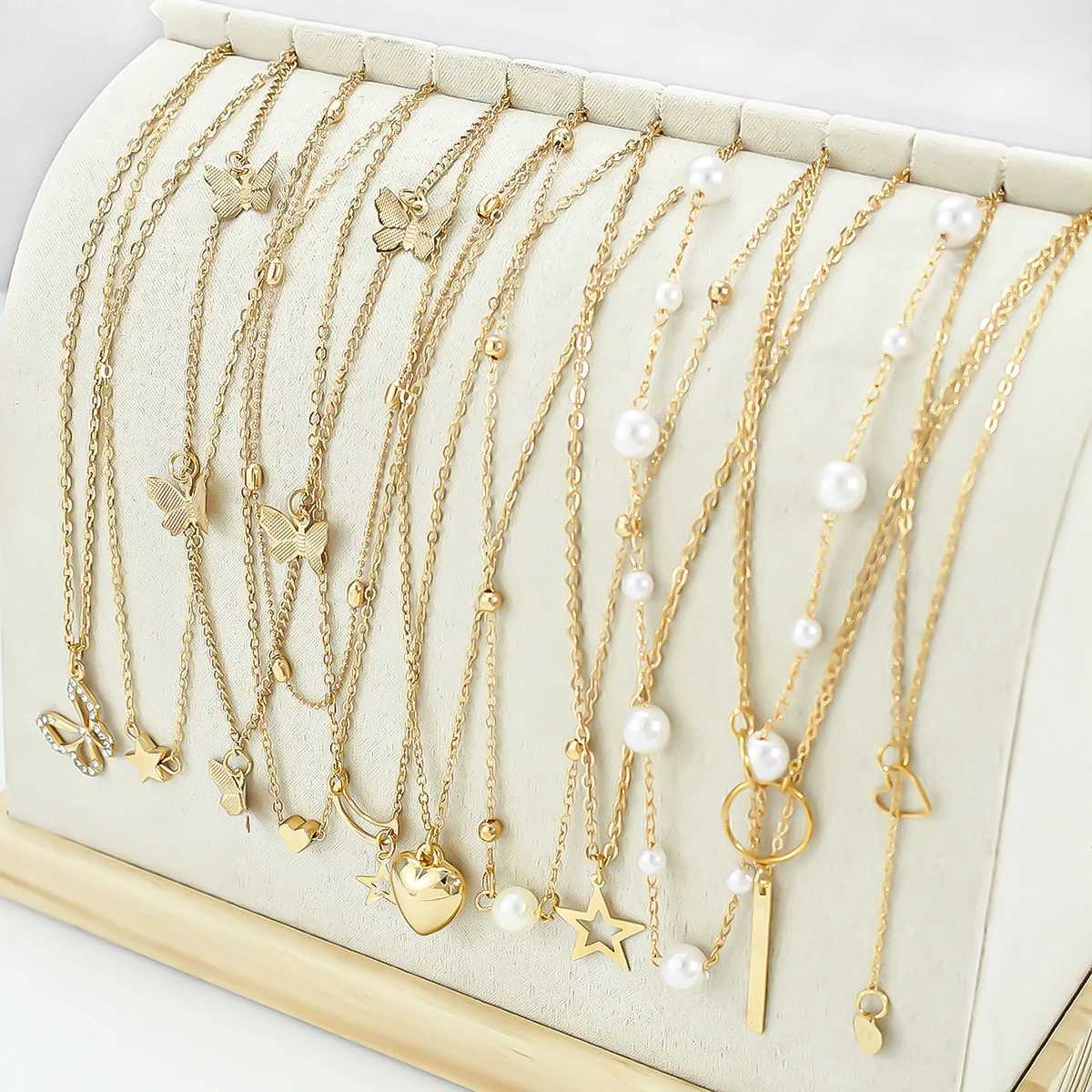 Korean Imitation Pearl Necklaces Exquisite Heart-shaped Butterfly Star Moon Choker Necklace Elegant Womens Daily Dating Jewelry H260403