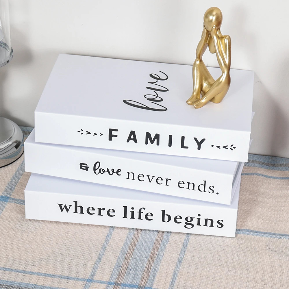 3pcs/Set Modern Fake Books Decoration White Color Simulation Book Home Decor Club el Model Living Room Props Books Decor 260402