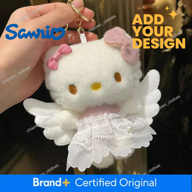 Winter Plush HelloKitty Keychain Scarf Dress Up Girl Birthday Angel Shaped Kitty Cat Pendant Car Decoration Xmas Gift