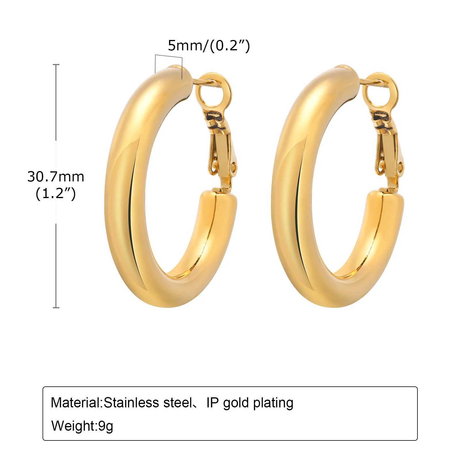 30/40/50mm Circle Hoop Earrings for Women Classic Stainless Steel 18k Gold Plated Minimalist Jewelry Hypoallergenic H260403