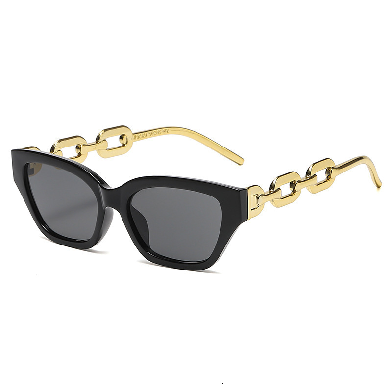 Designer's Luxurious And Fashionable New Metal Chain Leg Women's Sunglasses Fashionable Polygonal Small Frame Sunglasses Hip-hop And Interne