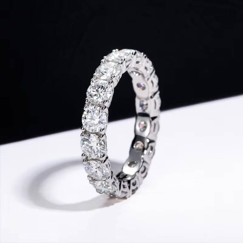 PYQ 4mm Single Row Moissanite Eternity Band 925 Sterling Silver Womens Engagement Ring Tiktok Live Supply Wholesale