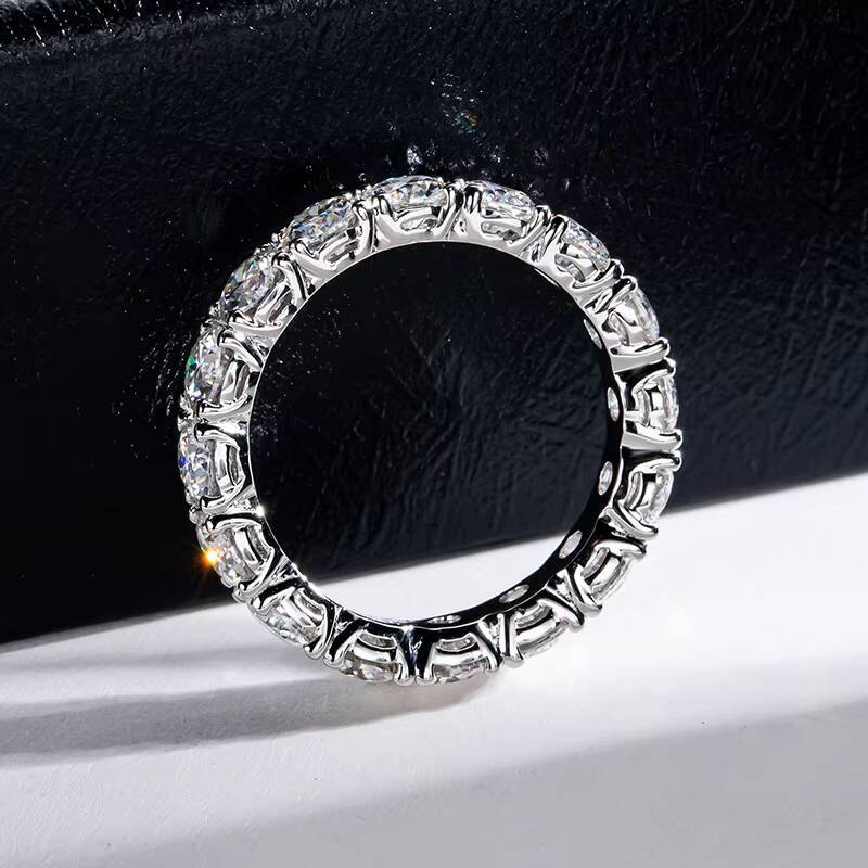 PYQ 4mm Single Row Moissanite Eternity Band 925 Sterling Silver Womens Engagement Ring Tiktok Live Supply Wholesale