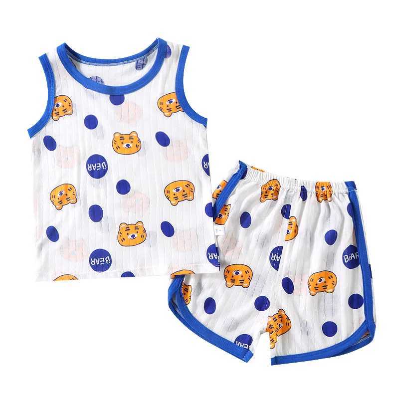 2026 New Kids Sleeveless Set Summer Cotton Girls Shorts Pajamas Korean Style Boys Tank Top Outfit Children Clothing Set H260403