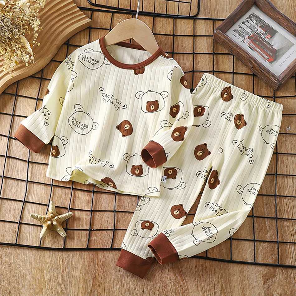 Kids Casual Autumn Long Sleeve Pajamas Set Boys and Girls Cartoon Print Home Wear Comfortable Soft Fabric Sleepwear H260403
