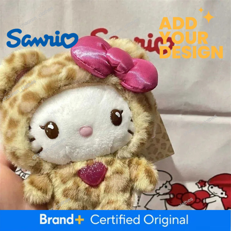Sanrio Kawaii Hello Kitty Doll Keychain Anime Kuromi Melody Cartoon Leopard Print Kt Pendant Toys Zipper Decoration Girl Gifts