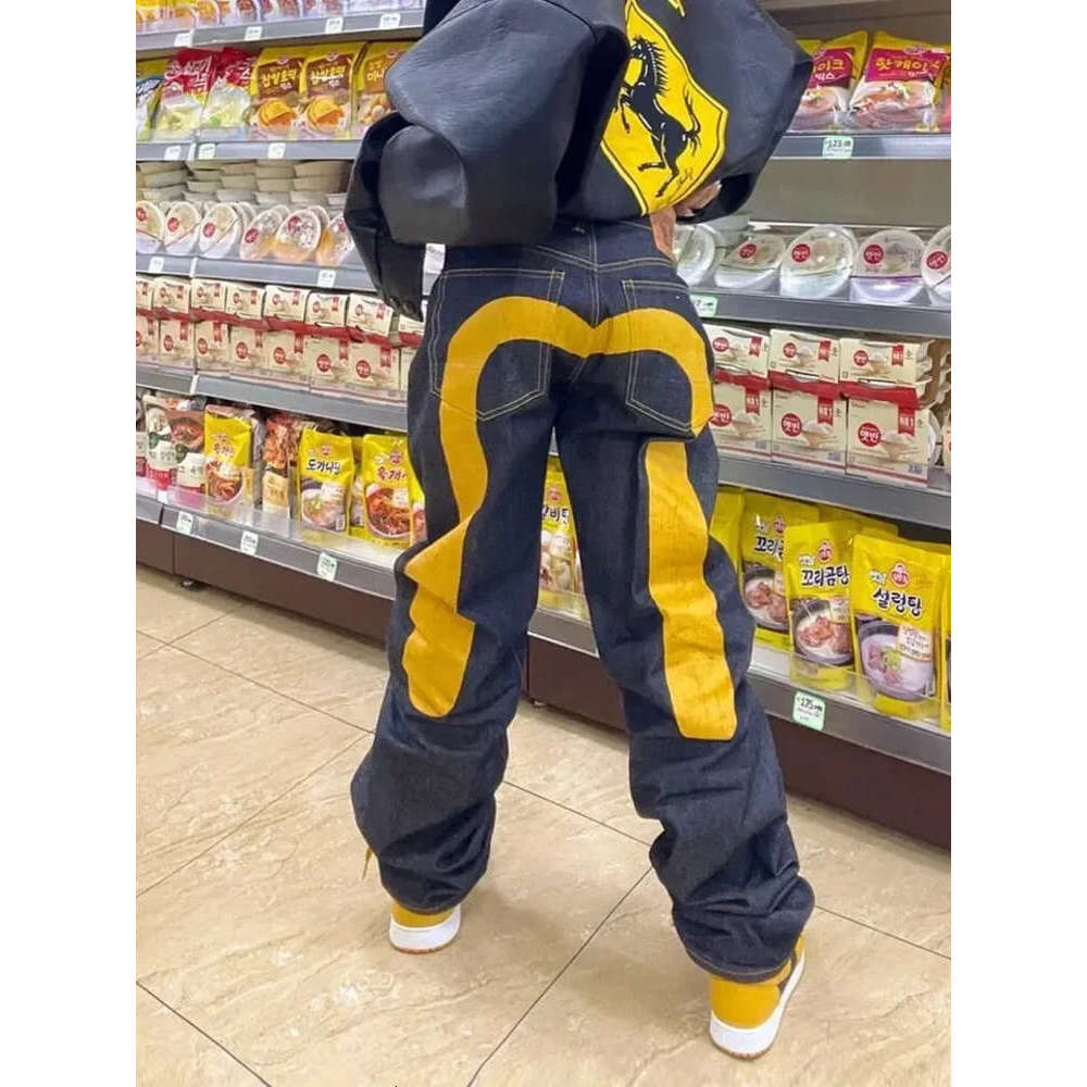 Evisujean Jeans 2026 Women Designer Jeans Gothic Y2k Retro Streetwear Black Cargo Punk Vintage Kpop Print Wide Leg Denim Panrts Female Autumn Trousers Pants D35