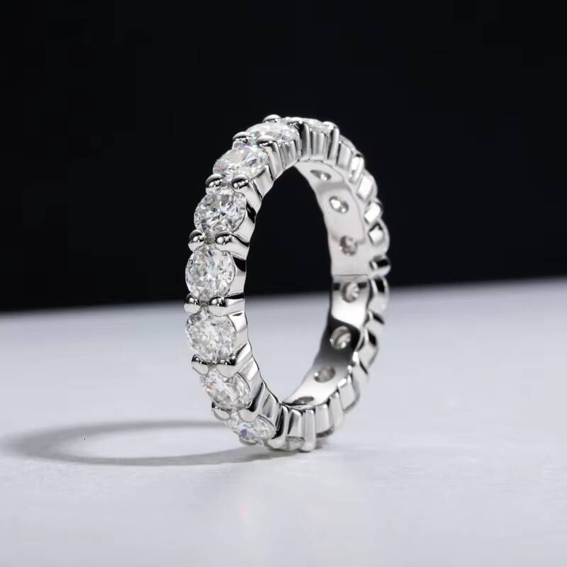 2mm 3 4 Full Eternity Moissanite Band 925 Sterling Silver Stackable Versatile Wedding Ring Fashion Jewelry