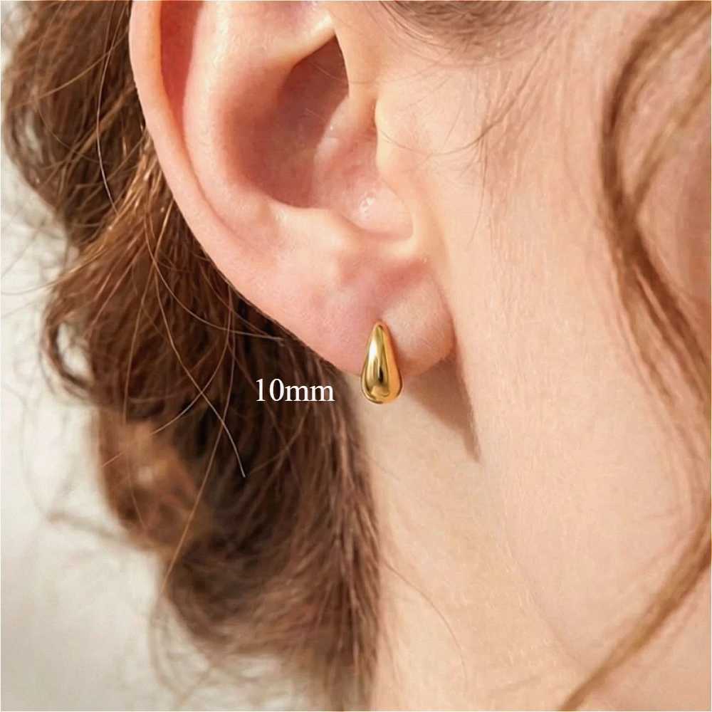 10-31mm Stainless Steel Vintage Chunky Water Drop Earrings For Women Gold Plated Thick Earring Statement Wedding Jewelry Gifts H260403