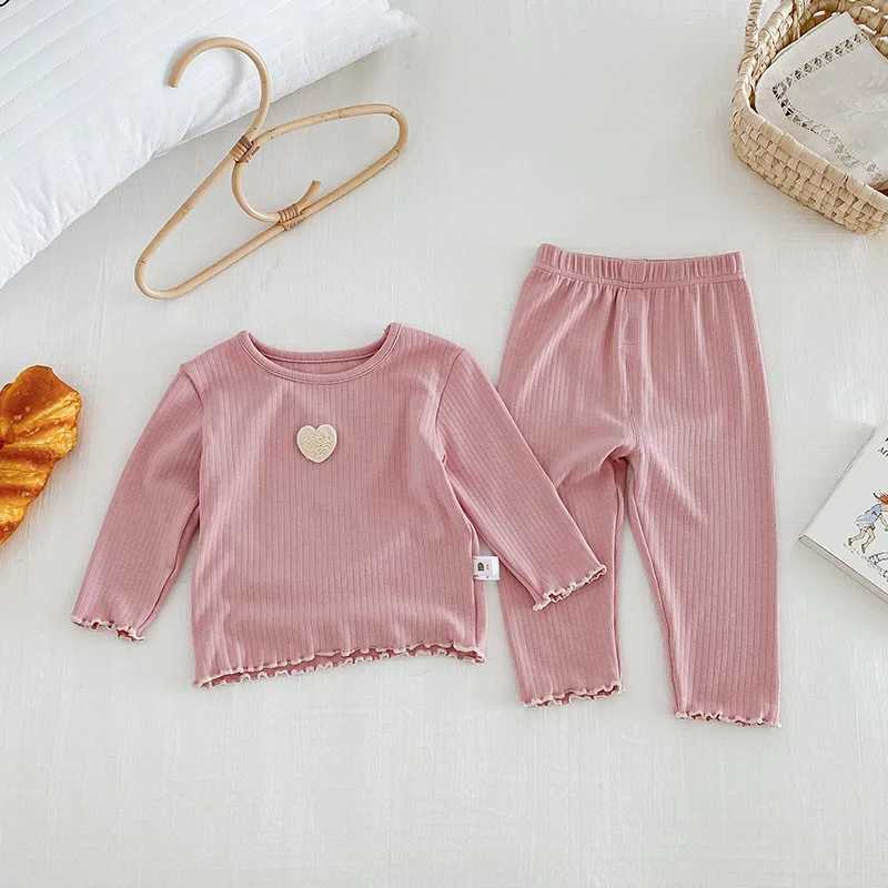 Korean Style Kids Pajama Set 2025 Cute Girls 2 Piece Sleepwear Warm Long Sleeve Autumn Winter Homewear Cozy Loungewear Outfit H260403