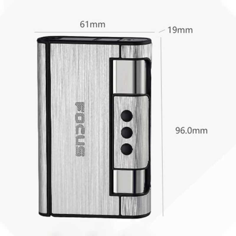 Metal Cigarette Case with Integrated Lighter, Foldable Hard Black Metal Case, 20-Pack Cigarette Case with Wallet - view 7