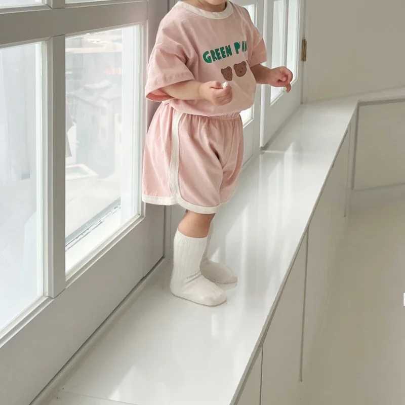 Baby Summer Tracksuits Cute Bear Print Cotton T-shirtShort Child New Casual Sports Clothes Sets Babies Fashion Set H260403