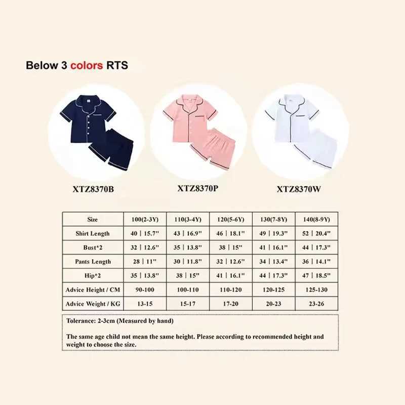 Summer Children Pajamas Suit Cotton Linen Kids Soild Pajamas Set Boys Homewear Pure Girls Short Sleeve 2pcs Pyjamas Set Cute H260403