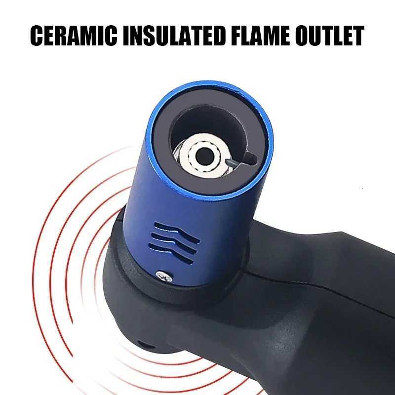 HS Metal Butane Torch Lighter, Jet Flame Butane Lighter with Auto-Extinguish Safety, Black Textured Handle, Over 10,000 Ignitions - view 6