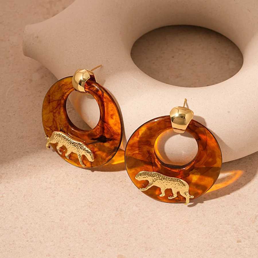 Vintage Maillard Ring Inlaid Leopard Tiger Pendant Earrings Fashionable Womens Style High End Jewelry Accessories Wholesale H260403