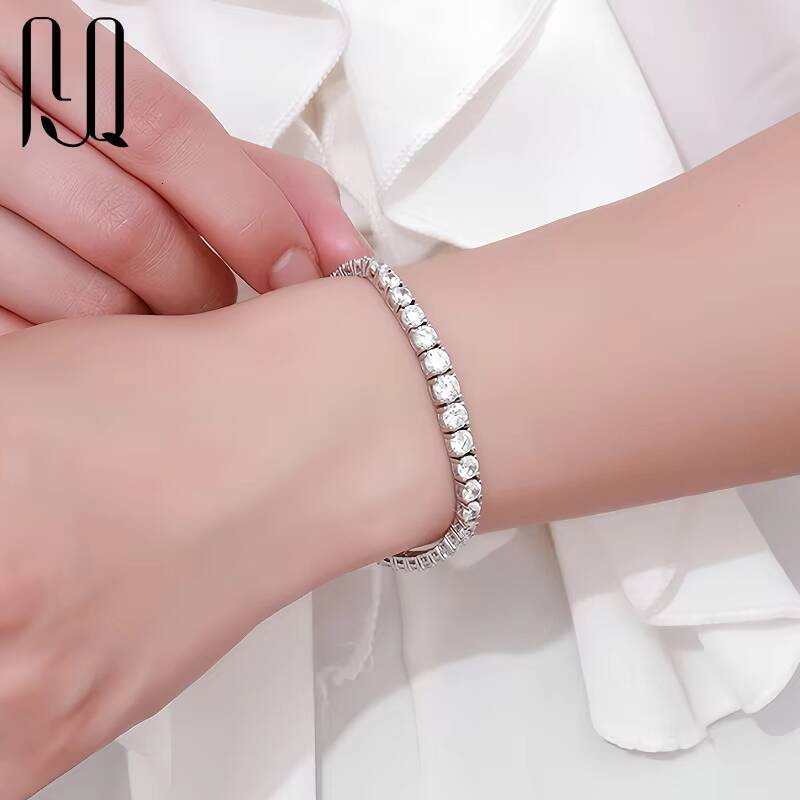 PYQ Wholesale 925 Sterling Silver Tennis Chain Jewelry VVS Moissanite Bracelet for Women 3mm to 5mm