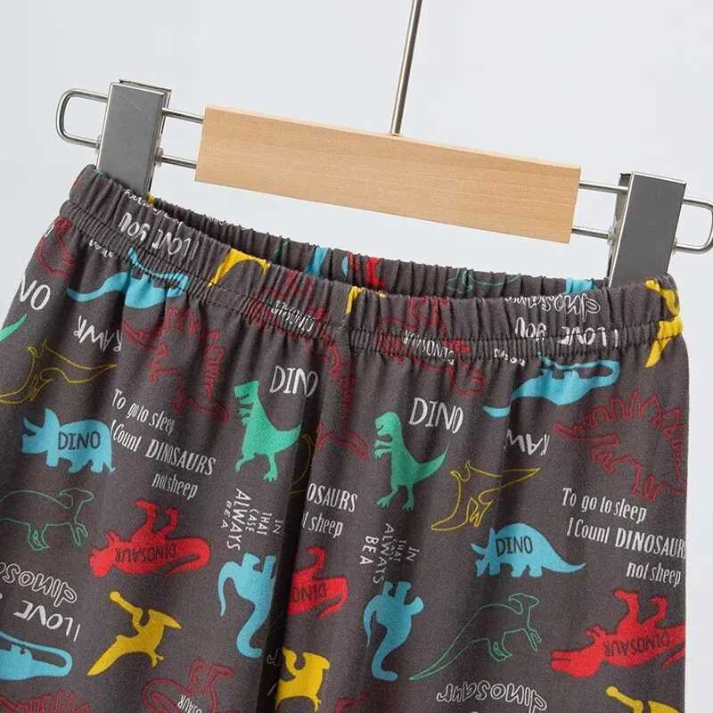 2 Pcs Summer Childrens Fun Printed Shorts Short Sleeve Suit Boy Colorful Dinosaur Top Girl Sweet And Lovely Elastic Waist Short H260403