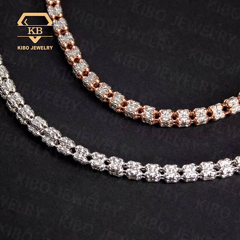 Two Tone 925 Sterling Silver 4mm 4 Rows Moon Ice Chain Diamond Cut Ice Link Chain Moon Ice Chain Necklace