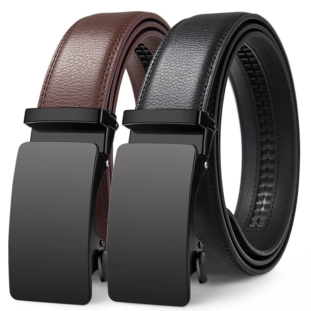 Automatic Buckle Belts for Men High Quality Brown/Black Genuine Leather Belts with Adjustable Ratchet Belt for Men 260403