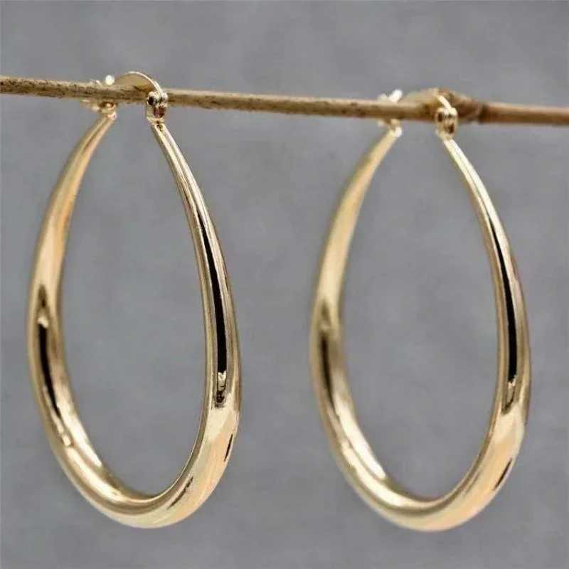 Gold color Smooth Circle Big Hoop Earrings For Women Silver Fashion Party Wedding Accessories Jewelry Christmas Gifts H260403
