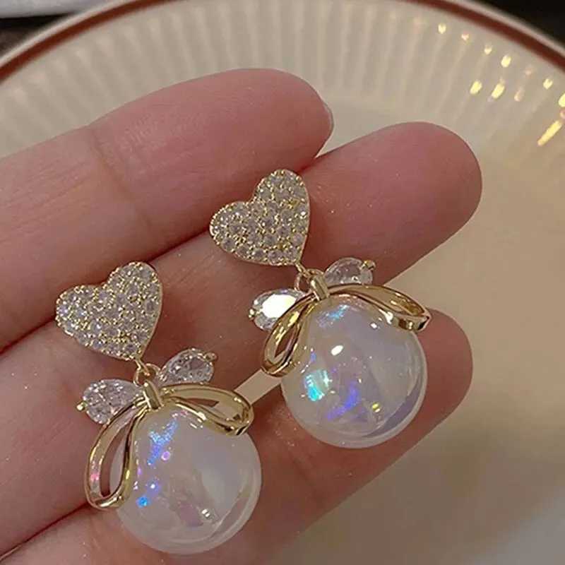 Women Red Heart Shape Resin Board Drop Earrings Turquoise Stone Pearl Bowknot Drop Earring Epoxy Cross Charm Long Tassel Earring H260403