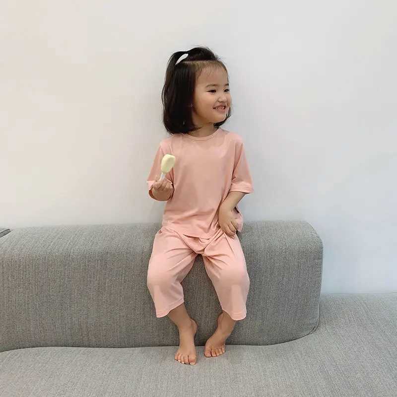 1-6 Years Solid Color Baby Clothes Set Summer Modal Newborn Baby Boys Girls Clothes 2PCS Baby Pajamas Unisex Kids Clothing Sets H260403