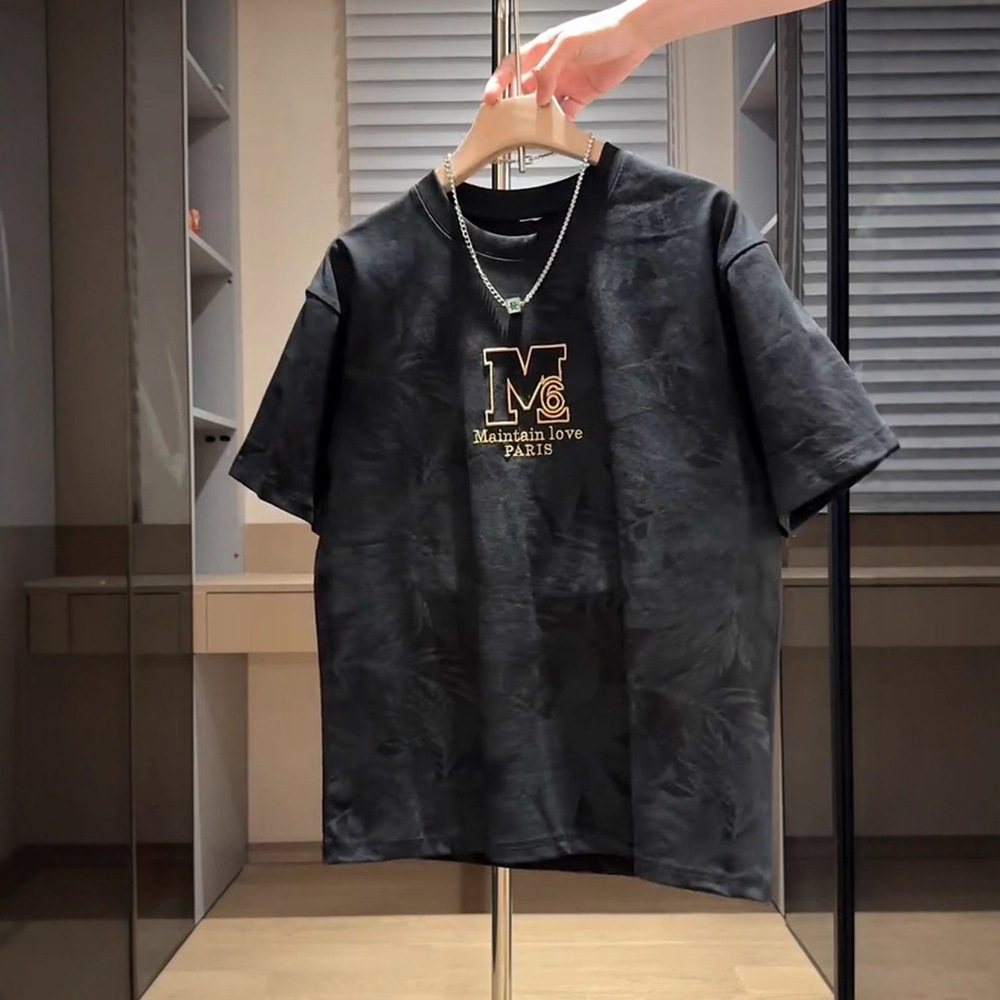 Luxury Brand Designer Trendy brand street style embroidered T-shirt 2026 summer new fashion printed half-sleeve loose-fit men casual short-sleeve shir