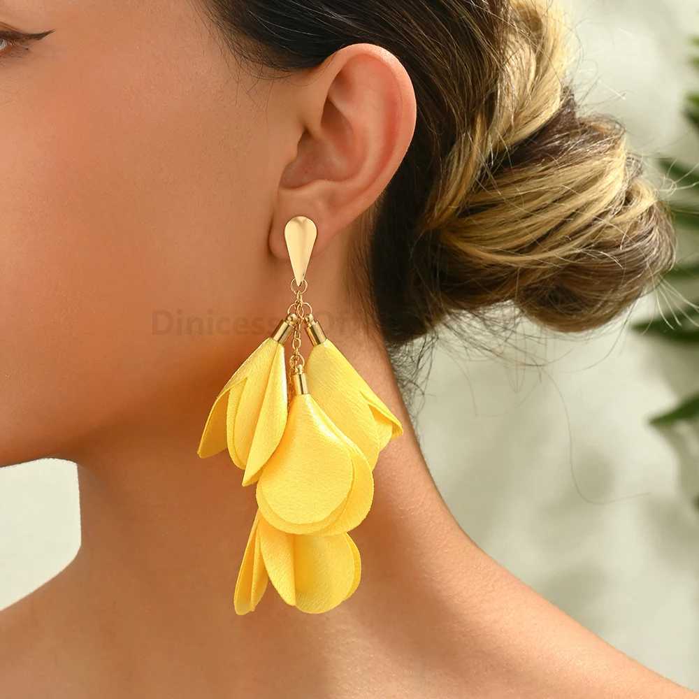 Bohemian Fashion Elegant Leopard Flower Decor Long Tassel Dangle Earrings For Women Luxury Designer Wedding Party Jewelry Gifts H260403