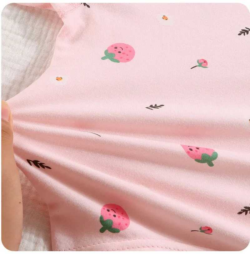 Spring Kids Pajama Set Cartoon Strawberry Dinosaur 1-9T Homewear Thin Loungewear for Girls Boys - Spring Childrens Sleepwear H260403